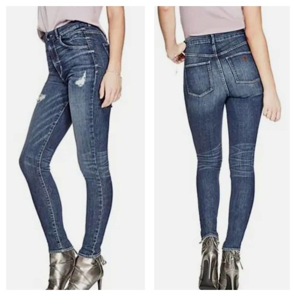 Guess Womens Super High Rise Skinny Jeans Size 26 Blue Distressed Stretch - Picture 2 of 10